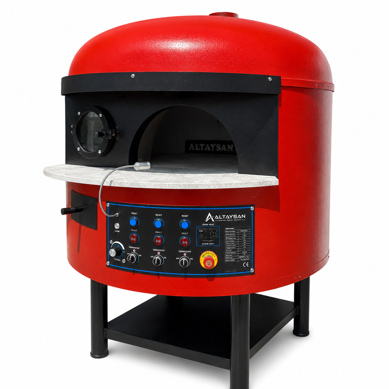 Altaysan Ø130 cm Hibrit Gazlı ve Odunlu Döner Taş Tabanlı Pizza Fırını